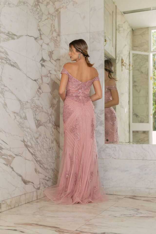 Vestido Rose Todo Bordado à Mão - Imagem 2