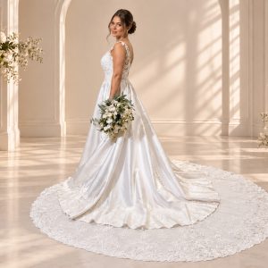 Vestido de Noiva em Zibeline Com Saia Rodada