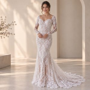 Vestido de Noiva em Renda Francesa com Base Nude