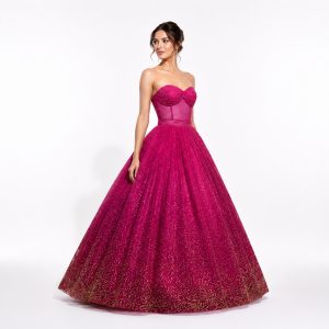 Vestido Pink 2 Em 1 Para Debutante com Corpo Estruturado, Saia Removível em Tule Brilhante e Macaquinho Com Franjas