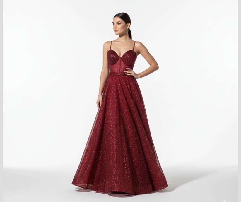 Vestido Longo Marsala com Corpo Estruturado