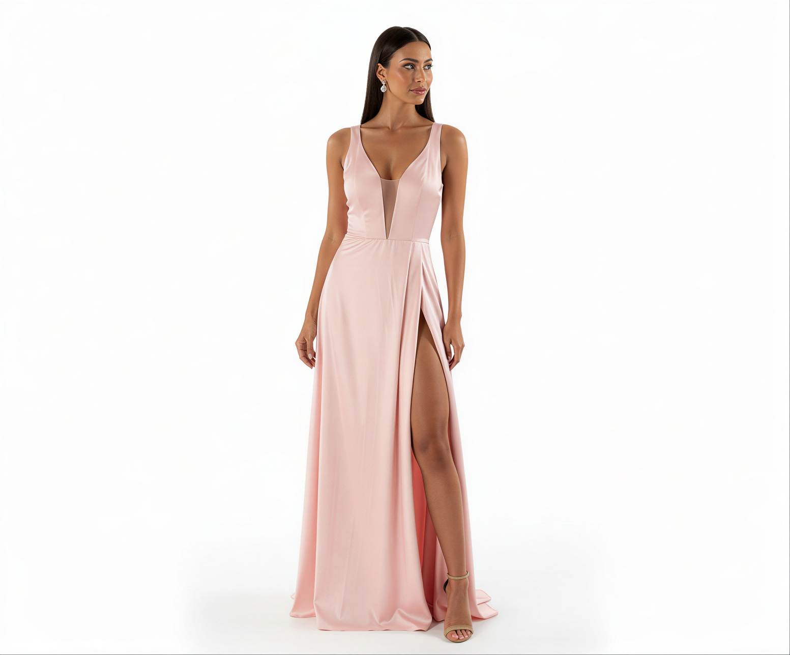 Vestido Rose em Alfaiataria com Fenda e Decote