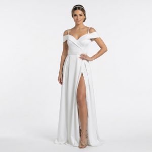 Vestido de Noiva Básico com Alça e Fenda