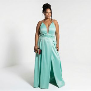 Vestido Micheline Verde Menta com Cós Bordado