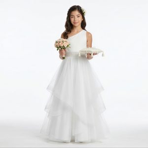 Vestido Para Daminha Um Ombro Só Off White