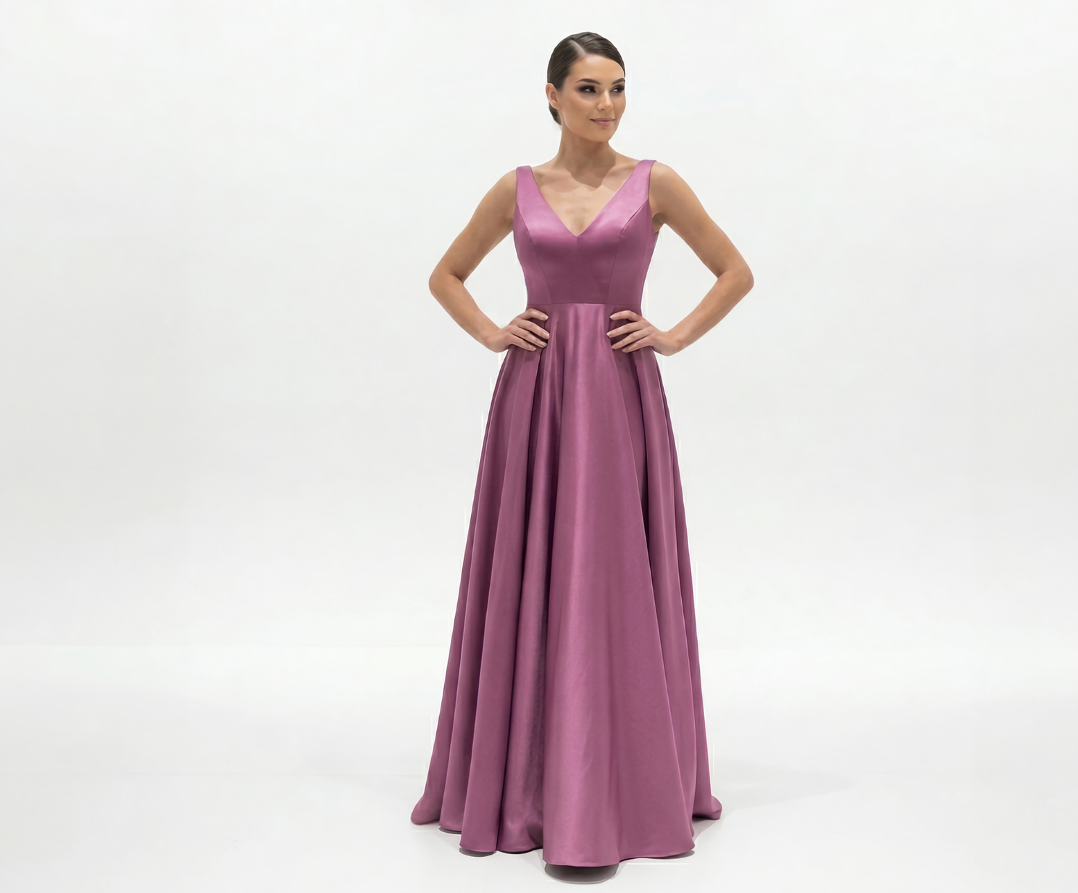 Vestido Prada Longo Rose Canela com Decote V