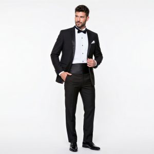 Smoking Slim Com Faixa e Gravata Borboleta